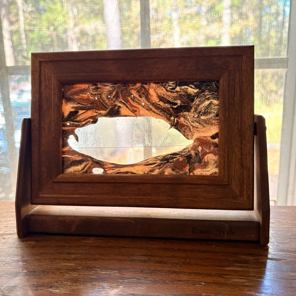 Exotic Sands, Wooden Framed Abstract With Stand